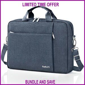 17.3 Inch Laptop Messenger Bag, Water Repellent Polyester, Slim Briefcase